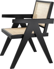 Scaun cu brate design vintage Aristide, negru 114619 HZ