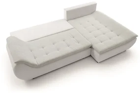 Set canapea, alb/gri deschis/roz pudră, ţesătură Soro dreapta, BRATO