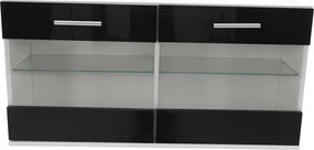 Mobilier living, alb/extra strălucire neagră HG, LEO