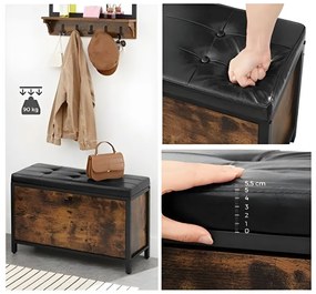 Pantofar cu bancuta TAYLOR 80x30 cm, rustic maro/negru