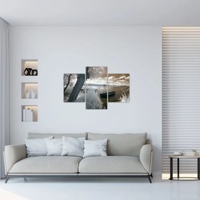 Tablou cu barca pe lac (90x60 cm)