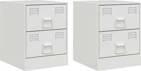 vidaXL Noptiere, 2 buc., alb, 34,5x39x44 cm, oțel