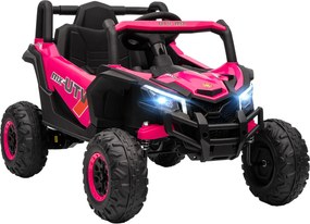 AIYAPLAY Mașină Electrică UTV pentru Copii 12V cu Centură, Telecomandă, Suspensii, USB, 3-7 km/h, 3-5 Ani, Roz | Aosom Romania