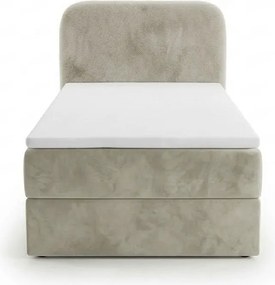 Pat tapițat boxspring FORENA 90x200 cm crem Saltea: Saltea cu arcuri Bonell