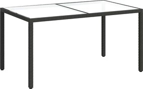 vidaXL Masă grădină, negru, 150x90x75 cm sticlă securizată & poliratan