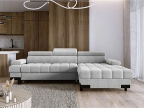 Coltar extensibil SELVA MINI, sezlong dreapta, stofa catifelata gri -