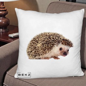 Perna Decorativa Arici Fotorealist, 40x40 cm, Alb Pufos, Husa Detasabila, Perna Inclusa, BEKZ®