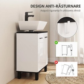 HOMCOM Dulap Sub Lavoar pentru Baie cu 2 Uși și Raft Reglabil, Alb | Aosom Romania