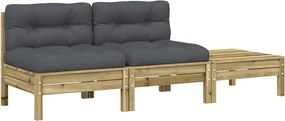 vidaXL Canapea de grădină cu perne și taburet, 2 locuri