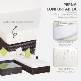 Outsunny Set Mobilier de Grădină 18 Piese din Ratan Sintetic Maro 80x80x50cm | Aosom Romania