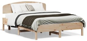 3207229 vidaXL Cadru de pat cu tăblie, 135x190 cm, lemn masiv de pin
