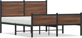 vidaXL Cadru pat metalic fără saltea, Stejar maro, 137x190 cm