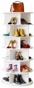 Raft rotativ pentru pantofi, 6 nivele, alb &ndash; Design modern din lemn și plastic