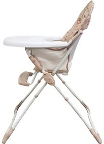 Scaun de masa pentru copii si bebe Baby Care™ CH ,Pliabil, Centura de siguranta, Sezut comfortabil, Masuta detasabila, Model Ursulet , Beige