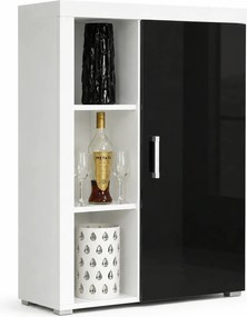 Dulap SAMBA REG-3, alb/negru, PAL laminat, cu o usa, 90x35x114 cm