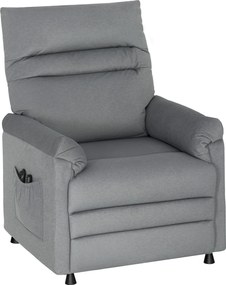 HOMCOM Fotoliu Relaxant Electric de Masaj și Încălzire cu Suport pentru Picioare, Silențios, Reclinabil 150° în Catifea Prietenoasă cu Animalele cu Funcție de Memorare, 2 Telecomenzi pentru Sufragerie, Gri | Aosom Romania