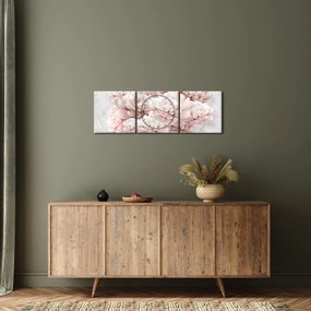 Tablou - Flori roz pe perete (cu ceas) (90x30 cm)