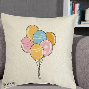 Perna Decorativa Baloane Petrecere, 40x40 cm, Ecru, Husa Detasabila, Perna Inclusa, BEKZ®