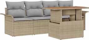vidaXL Set de canapele pentru grădină 5 pcs Bej Rattan poli