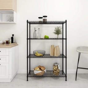 vidaXL Raft de depozitare, 4 niveluri, negru, 90 x 35 x 137 cm, 200 kg