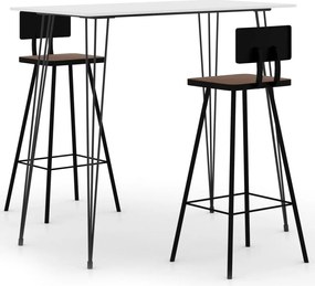 vidaXL Set mobilier de bar, 3 piese, alb