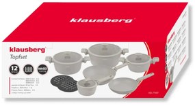 Set oale marmorate cu capace 12 peise Klausberg KB-7969, crem