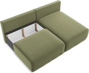 Colțar verde extensibil/cu spațiu de depozitare cu tapițerie din catifea (cu colț pe partea dreaptă/cu șezlong) Kalena – Makamii