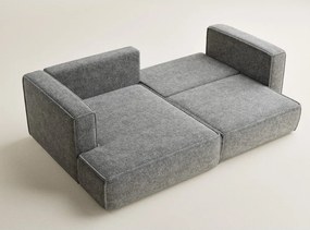 Colțar gri extensibil/cu spațiu de depozitare cu tapițerie din chenille (cu colț pe partea stângă/cu șezlong) Velto – Maison de Rêve