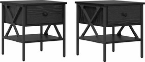 vidaXL Cabinet de Noptieră 2 pcs Stejar negru 40 x 42 x 45 cm