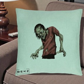 Perna Decorativa Halloween Zombie Infricosator, 40x40 cm, Verde Menta, Husa Detasabila, Perna Inclusa, BEKZ®