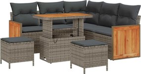 vidaXL Set de canapele pentru grădină cu pernă 8 pcs Gri