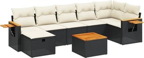 vidaXL Set mobilier de grădină cu perne, 8 piese, negru, poliratan