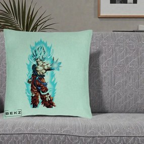 Perna Personalizata Dragon Ball Goku Ultra Instinct Blue, 40x40 cm, Verde Menta, Husa Detasabila, Perna Inclusa, BEKZ®