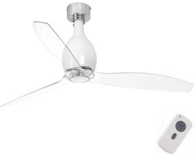 Ventilator de tavan FARO 32020 MINI ETERFAN alb/transparent d. 128 cm + telecomandă