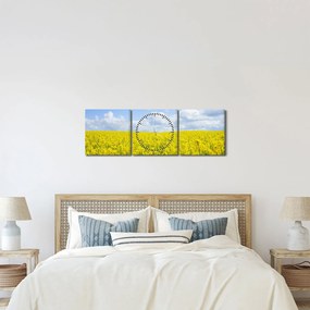 Tablou - Câmp galben (cu ceas) (90x30 cm)