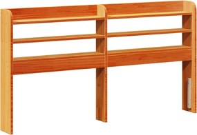 vidaXL Tăblie de pat cu rafturi, maro ceruit, 150 cm, lemn masiv pin