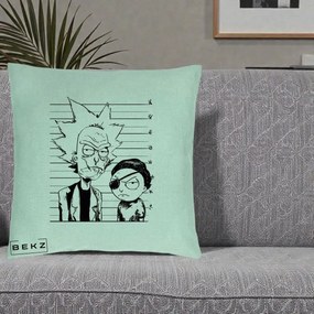Perna Personalizata Rick si Morty Dosar, 40x40 cm, Verde Menta, Husa Detasabila, Perna Inclusa, BEKZ®