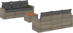 vidaXL Set canapele de grădină, 7 piese, cu perne, gri, poliratan