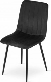 OFERTA Scaun de catifea neagra LAVA cu picioare negre calitatea a II-a