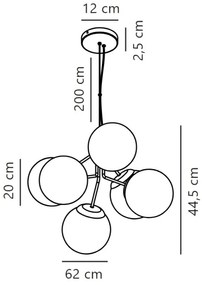 Lustră pe cablu Nordlux IVONA 6xE27/28W/230V auriu