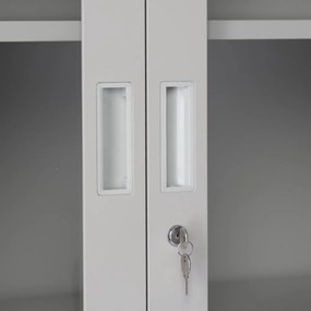 Dulap metalic universal cu uși despicate, 90 x 40 x 185 cm, încuietoare cu cilindru, gri deschis - ral 7035