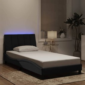 3213765 vidaXL Cadru de pat cu lumini LED, negru, 100x200 cm, catifea