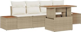 vidaXL Set de canapele pentru grădină 5 pcs Bej Rattan poli