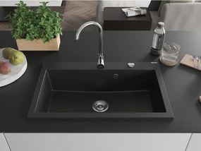 Mexen Elix chiuveta de granit cu 1 cameră 800 x 500 mm, negru, sifon crom - 6527801005-77