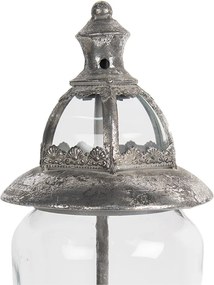 Felinar argintiu, din metal, aspect vintage, H44 cm