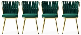 Set de scaune de sufragerie Kusakli Green andGold, 4 buc., 4 buc