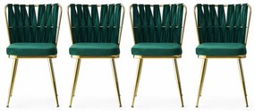 Set de scaune de sufragerie Kusakli Green andGold, 4 buc.