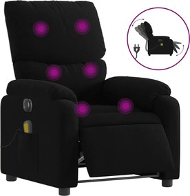 vidaXL Fotoliu electric de masaj rabatabil, negru, textil