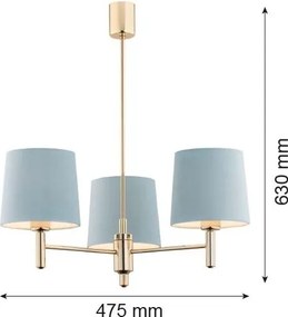 Brilagi - Lustră pe tijă MONTE 3xE27/60W/230V albastru/auriu