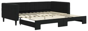 3196702 vidaXL Pat de zi cu extensie, negru, 100x200 cm, catifea
